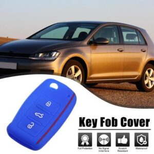 Dark Blue Silicone Keyless Entry Car Remote Control Key Fob Shell Case Cover Protector for Volkswagen Jetta GTI Passat Golf Tiguan Touareg 3 Button