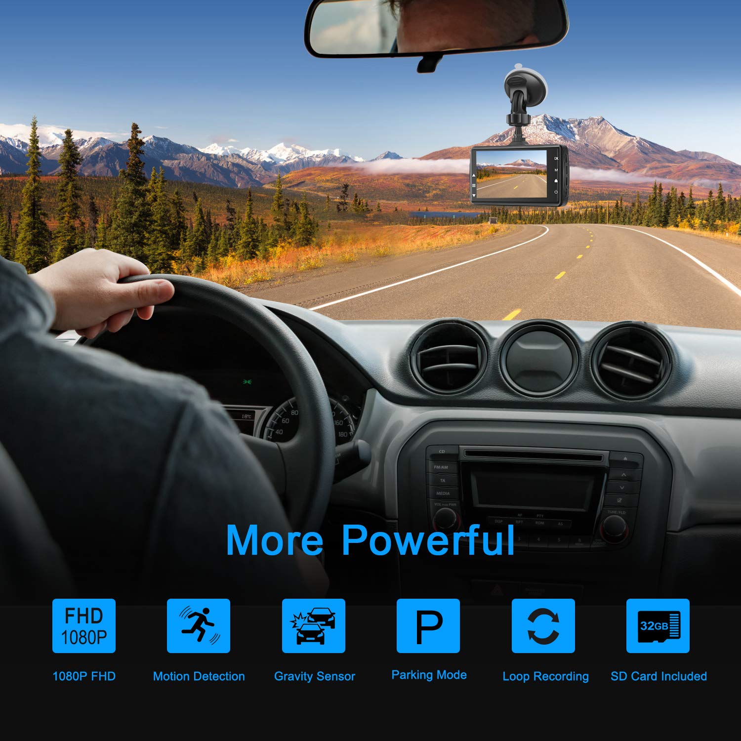 Dash Cam Front with 32G SD Card, BOOGIIO 1080P FHD Car Driving Recorder 3'' IPS Screen 170°Wide Angle Dashboard Camera Aluminum Alloy Case, WDR G-Sensor Parking Monitor Loop...