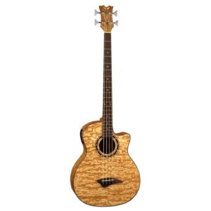 Dean Guitars Exotica Quilt Ash Acoustic/Electric Bass Guitar, 34" Scale Length, Natural Color