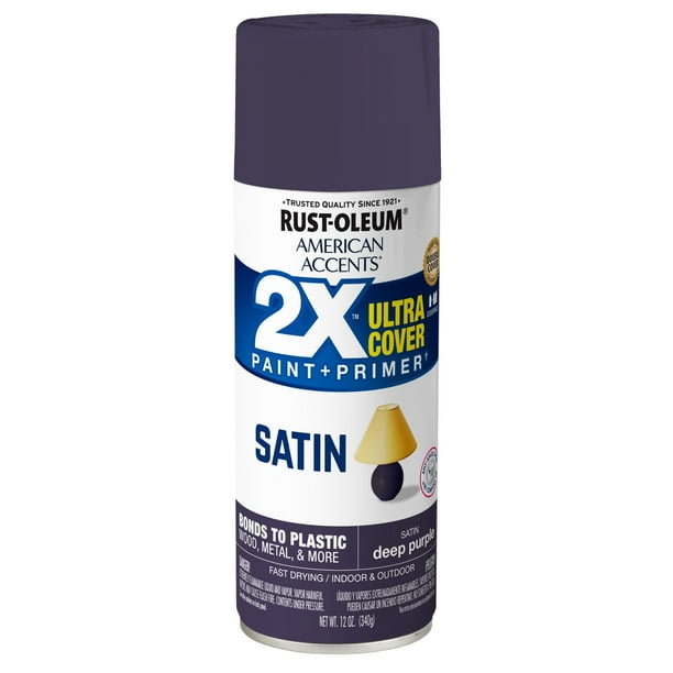 Deep Purple, Rust-Oleum American Accents 2X Ultra Cover Satin Spray Paint-393535, 12 oz