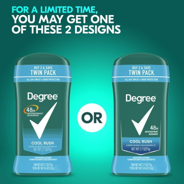 Degree Men Original Antiperspirant Deodorant for Men Cool Rush Twin Pack, 2.7oz