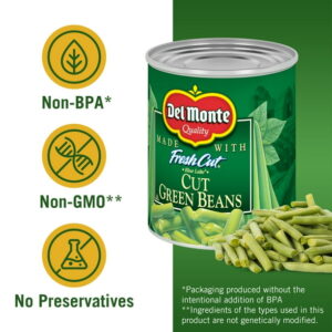 Del Monte Fresh Cut Green Beans, Canned Vegetables, 14.5 oz Can (Pack of 4)