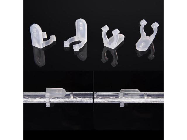 DELight 1/2" 13mm Clear PVC LED Rope Light Holder Wall Mounting Clips Accessories Standard Size(Set of 100)