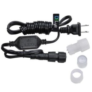 DELight 10pcs 5ft Power Cords w/ Connectors End Caps 2 Wire Acc for LED Rope Light