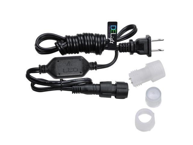 DELight 10pcs 5ft Power Cords w/ Connectors End Caps 2 Wire Acc for LED Rope Light