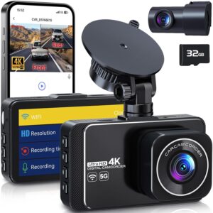 DELLFY Dash Cam, Dash Cam Front and Rear with App Control, 4K UHD Front Camera+2K Rear Cameras, Front 170°+Rear 160°, Night Vision, Dash Camera for Cars with 3.0" IPS Screen,...