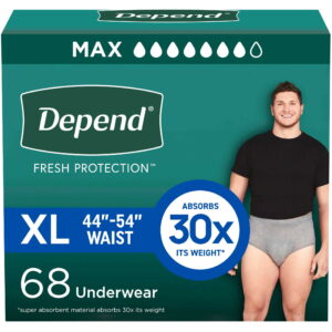 Depend Fresh Protection Incontinence Underwear for Men, Adult Diapers, XL, 68 Count