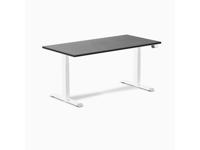 Desky Dual Bamboo Sit Stand Desk - Dark Bamboo / 60 x 30 inches / White