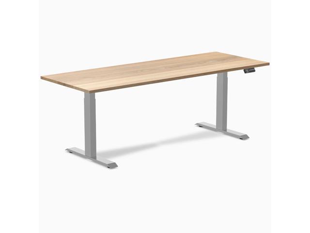Desky Dual Hardwood Sit Stand Desk - White Ash / 80 x 30 inches / Grey