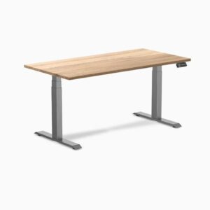 Desky Dual Hardwood Sit Stand Desk - White Oak / 60 x 30 inches / Space Grey