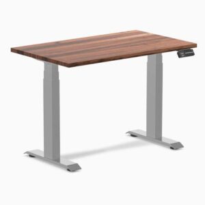Desky Dual Mini Hardwood Sit Stand Desk - Walnut / 39.4 x 23.6 inches / Grey