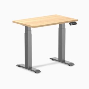 Desky Dual Mini Sit Stand Desk - Sublime Teak / 32 x 20 inches / Space Grey