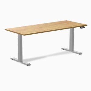 Desky Dual Rubberwood Sit Stand Desk - Light Oak / 72 x 30 inches / Grey