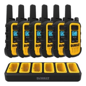Dewalt Heavy Duty 6 DXFRS300 Radios with 6 Port Charger Black / Yellow