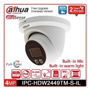 DH 4MP full color WizSense IP Camera IPC-HDW2449TM-S-IL 8MP IPC-HDW2849TM-S-IL Built-in Mic CCTV Surveillance Network Camera White 3.6mm Lens