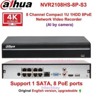 DH Brand New 8CH 8PoE 12MP NVR2108HS-8P-S3 NVR DVR PoE Network Video Recorder