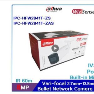 DH IP PoE Camera 4MP 8MP H.265 2.7mm13.5mm Motorized Zoom Bullet WizSense Network IP67 IK10 Built in MIC IPC-HFW2441T-ZS