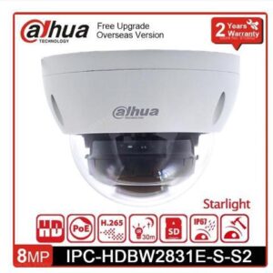 DH IPC-HDBW2831E-S-S2 8MP Lite Dome Network Camera IR 30m SD Card Slot Starlight IP67 4K CCTV Security White 3.6mm Lens