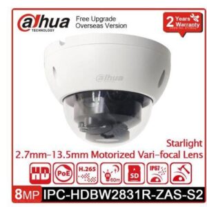 DH IPC-HDBW2831R-ZAS-S2 8MP IR 60m Starlight Motorized Vari-focal Nework Camera H.265 POE SD Card Slot IP67 IK10 IP Camera Black
