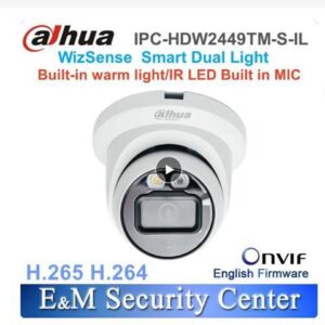 DH IPC-HDW2449TM-S-IL 4MP Smart Dual Light Eyeball WizSense Network IP Camera Dome POE Full-color Built-in MIC Night Vision White 3.6mm Lens