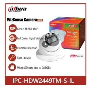 DH IPC-HDW2449TM-S-IL 4MP Smart Full-color Dual Light IR 30M Built-in Mic SMD Plus Eyeball WizSense Network IP Camera White 3.6mm Lens