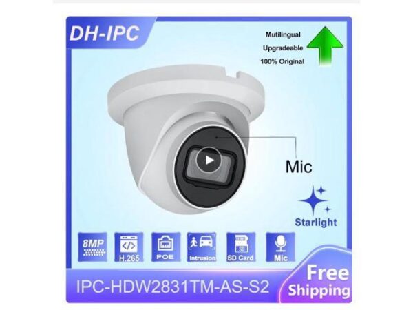 DH Original IPC-HDW2831TM-AS-S2 8MP Lite IR Fixed-focal Eyeball Network Camera Built-in MIC Can Upgradable IP67 Metal Case White 3.6mm Lens DH Original IPC-HDW2831TM-AS-S2 8MP Lite IR Fixed-focal Eyeball Network Camera Built-in MIC Can Upgradable IP67 Metal Case White 3.6mm Lens