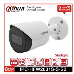 DH Original IPC-HFW2831S-S-S2 8MP 4K POE SD Card Slot H.265+ 30M IR IVS IP67 Starlight Mini Bullet Network IP Camera