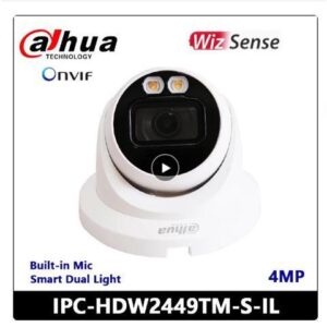 DH Smart Dual Light IPC-HDW2449TM-S-IL 4MP H.265 IR 30M IP67 Full-Color Eyeball WizSense Network IP PoE Camera Built-in Mic White 3.6mm Lens