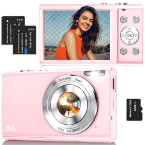 Digital Camera,4K Autofocus Point and Shoot Digital Camera with 32GB Card,48MP Portable Compact Camera Photography for Teens Adult Beginner with 16X Zoom,Anti-Shake,2...
