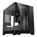 DIYPC DIY-CUBE01-BK Black USB3.0 Frameless Dual Tempered Glass Micro ATX Gaming Computer Case w/ Dual Tempered Glass Panel. Fans Not Included