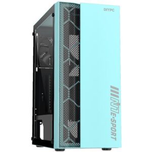 DIYPC DIY-S08-G Green USB 3.0 Steel / Tempered Glass ATX Mid Tower Computer Case, 1 x 120mm Fan x Rear (Pre-Installed)