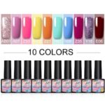 DOLL 10 Pcs/Set 8ml Summer Rainbow Series Gel Nail Polish Colorful Semi Permanent Glitter Gel Need UV LED lamp Nail Art Gel