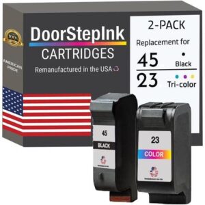 DoorStepInk Remanufactured in The USA Ink Cartridge Replacements 15 C6615DN 23 C1823A 1 Black & 1 Color Carttridges for Printers HP DeskJet 810C,