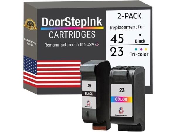 DoorStepInk Remanufactured in The USA Ink Cartridge Replacements 15 C6615DN 23 C1823A 1 Black & 1 Color Carttridges for Printers HP DeskJet 810C, DoorStepInk Remanufactured in The USA Ink Cartridge Replacements 15 C6615DN 23 C1823A 1 Black & 1 Color Carttridges for Printers HP DeskJet 810C,