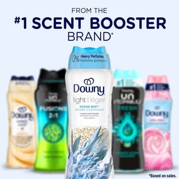 Downy Light In-Wash Scent Booster Laundry Beads, No Heavy Perfumes, Ocean Mist Scent, 24 oz