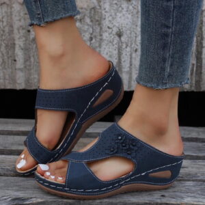 Dqueduo Orthopedic Sandals For Women Beach Slippers With Arch Support Anti- Breathable Open Toe Vintage Wedge Sandals for Women, Up to 65% off!
