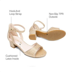 DREAM PAIRS Girls Sandals High Heels Princess Wedding Party Ankle Strap Dress Chunky Pump Shoes Open Toe