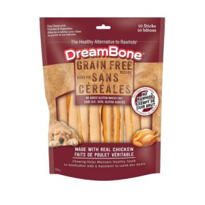 DreamBone Grain Free Recipe Stick Dog Chews, 10 Count, Made with Real Chicken, Rawhide-Free, for All Dogs