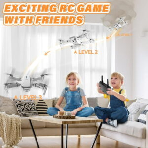 Drone with Dual 4K HD Cameras, FPV Foldable Drone for Kids Adults RC Quadcopter for Beginners with 2 Batteries and Carrying Case, Gray