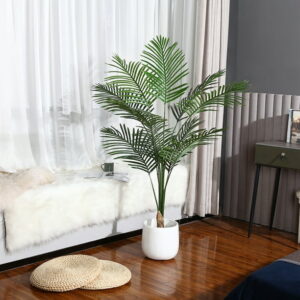 DR.Planzen 5ft Artificial Palm Tree Indoor Plant Tall Fake Tropical Paradise Palm Tree in Pot, Faux Areca Palm Tree for Home Office Living Room Bedroom Farmhouse Modern Decor