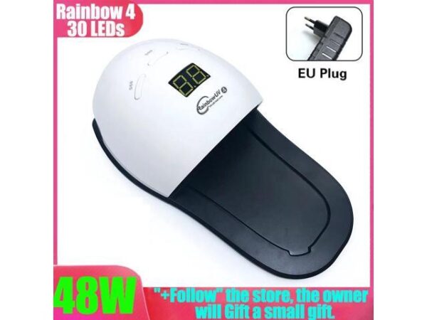 Dryer 48W UV Lamp Rainbow4 Led Lamp For Gel Varnish Drying With 30 LEDs Fast Dry With Feet Bottom Lamp For Manicure Dryer 48W UV Lamp Rainbow4 Led Lamp For Gel Varnish Drying With 30 LEDs Fast Dry With Feet Bottom Lamp For Manicure
