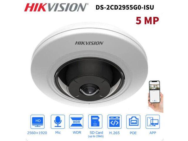 DS-2CD2955G0-ISU(1.05mm) 5MP PoE 180° Fisheye H.265+ IR Built-In Mic IP Camera