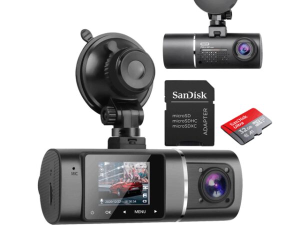 Dual Dash Cam Hardwire Kit Included FHD 1080p+1080p Front Inside Cabin Car Camera Driving Recorder with Infrared Night Vision WDR G-Sensor Loop