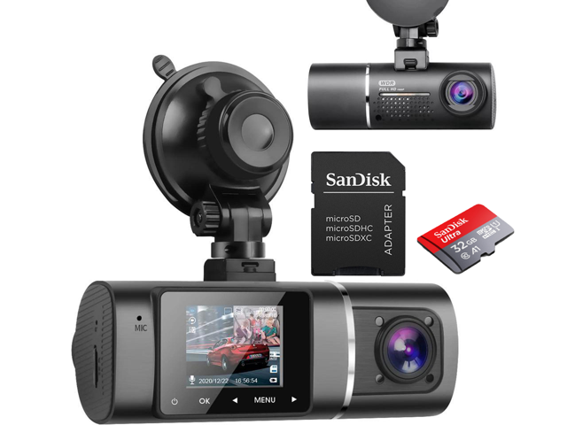 Dual Dash Cam Hardwire Kit Included FHD 1080p+1080p Front Inside Cabin Car Camera Driving Recorder with Infrared Night Vision WDR G-Sensor Loop