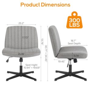 DUMOS Criss Cross Chair Legged Office Wide Comfy Desk Seat, No Wheels Armless Computer Task Seating, Swivel Vanity Home Height Adjustable