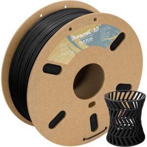 DURAMIC 3D PLA Plus (PLA+) Filament 1.75mm Black 1kg, 3D Printer Filament Tough PLA Pro 8 Times Strength, Cardboard Spool 3D Printing Filament PLA +