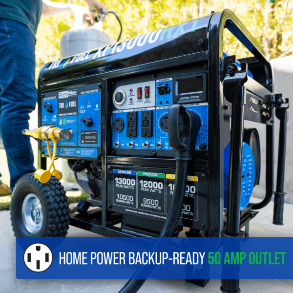 DuroMax XP13000HXT 13,000W Electric Start Tri-Fuel Portable Generator w/CO Alert
