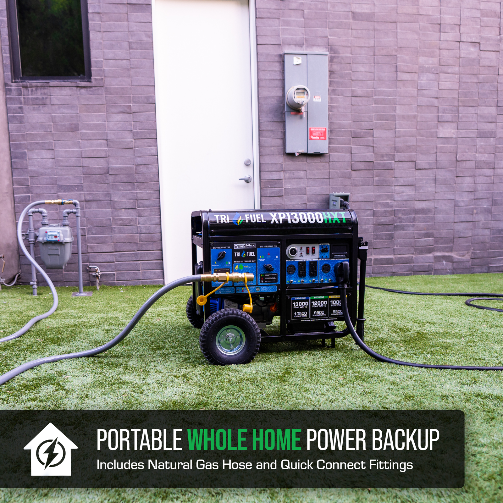 DuroMax XP13000HXT 13,000W Electric Start Tri-Fuel Portable Generator w/CO Alert