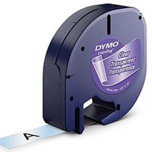 DYMO 16952 LetraTag Compatible Clear Label 1/2" Width x 13 ft Length Plastic