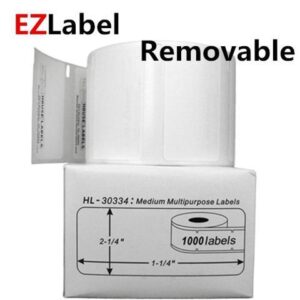 DYMO 30334 Removable Labels, 2 1/4- by 1 1/4-inch, Roll of 1000 labels, compatible